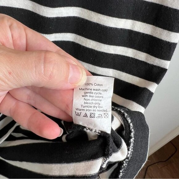 J Crew Factory Womens Size Small Ruffle Sleeve Dress Black White Stripe Shift - Picture 9 of 10